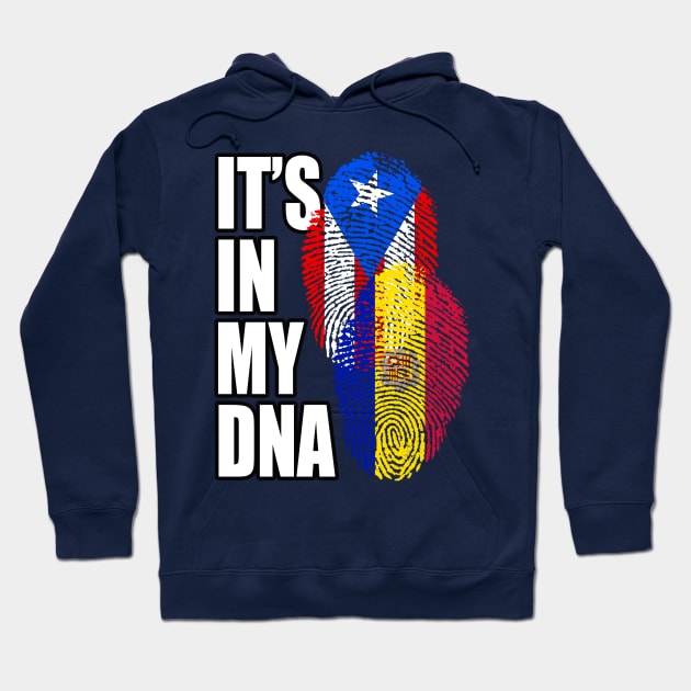 Andorran And Puerto Rican Mix DNA Flag Heritage Gift Hoodie by Just Rep It!!